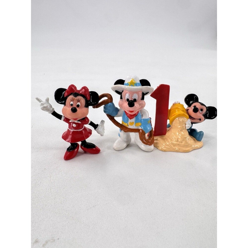 Disney Applause PVC Figures Mickey Mouse Cowboy 1st Birthday And Classic Minnie